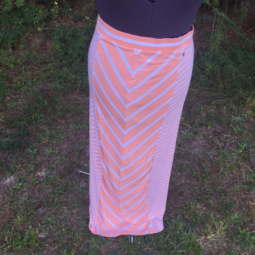 Guess Maxi Skirt Chevron & Stripe Peach